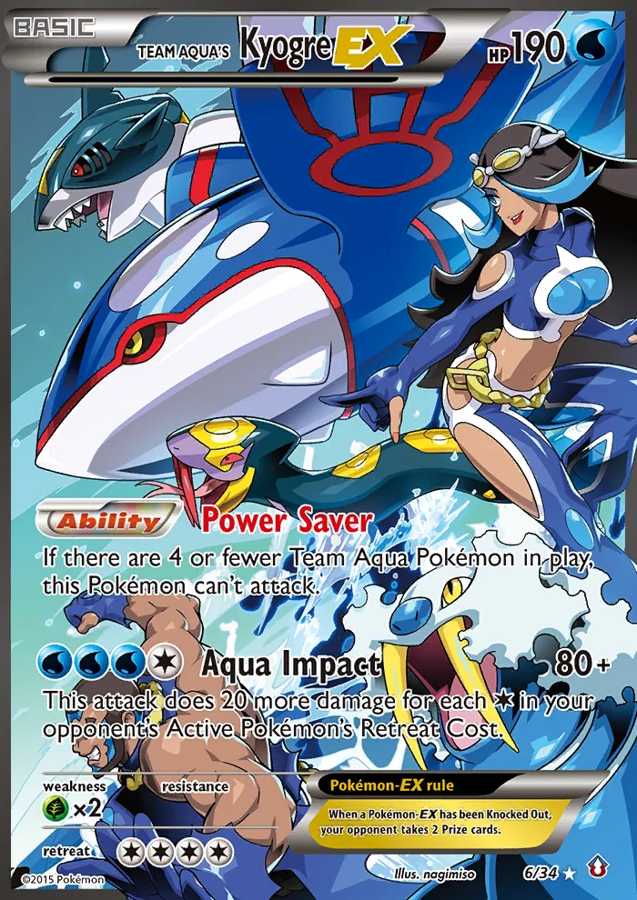 Team Aqua's Kyogre-EX — featured chase card from Double Crisis