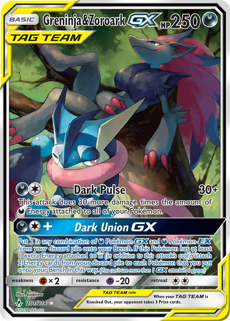 Greninja & Zoroark-GX — Unbroken Bonds #201
