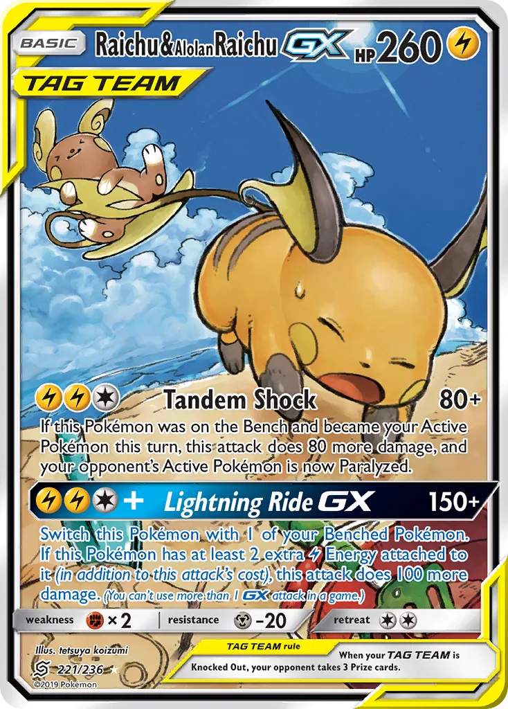 Raichu & Alolan Raichu-GX — Unified Minds #221