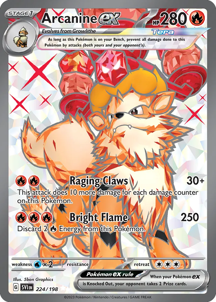 Arcanine ex — featured chase card from Scarlet & Violet