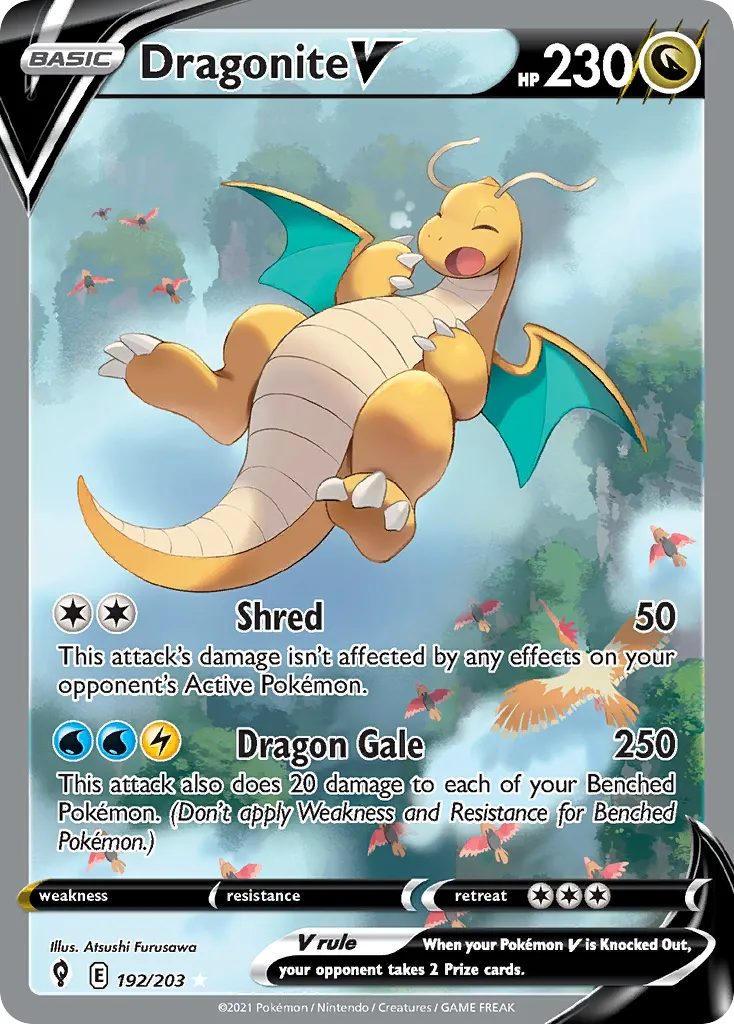 Dragonite V — featured chase card from Evolving Skies